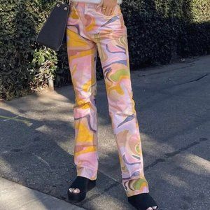 Zara straight leg colorful jeans with abstract swirls Size 4